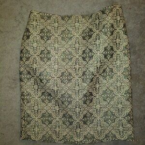 Talbots straight metallic brocade skirt 10P